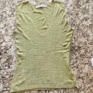 Cotton Emporium Green Sleeveless V-Neck Top